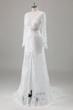 Robe de mariée sirène en dentelle ivoire romantique avec fente