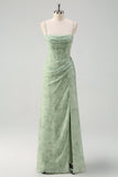 Robe de soirée longue froncée style sirène à fleurs et corset avec fente