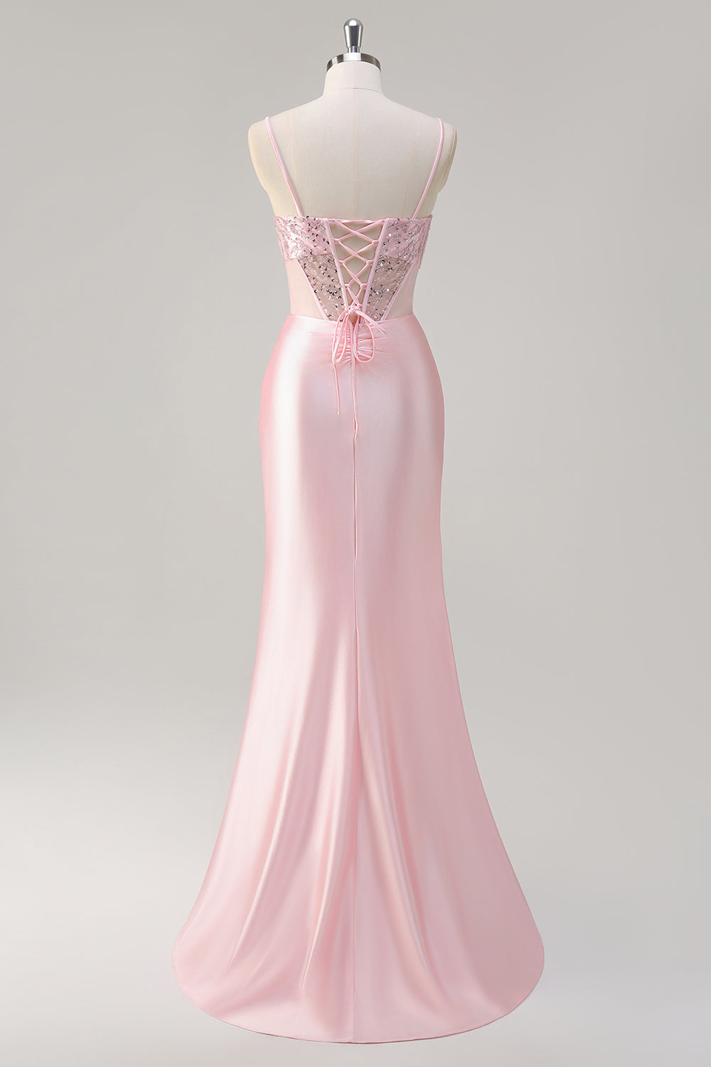 Sirène scintillante Robe de bal longue à paillettes rose avec fente