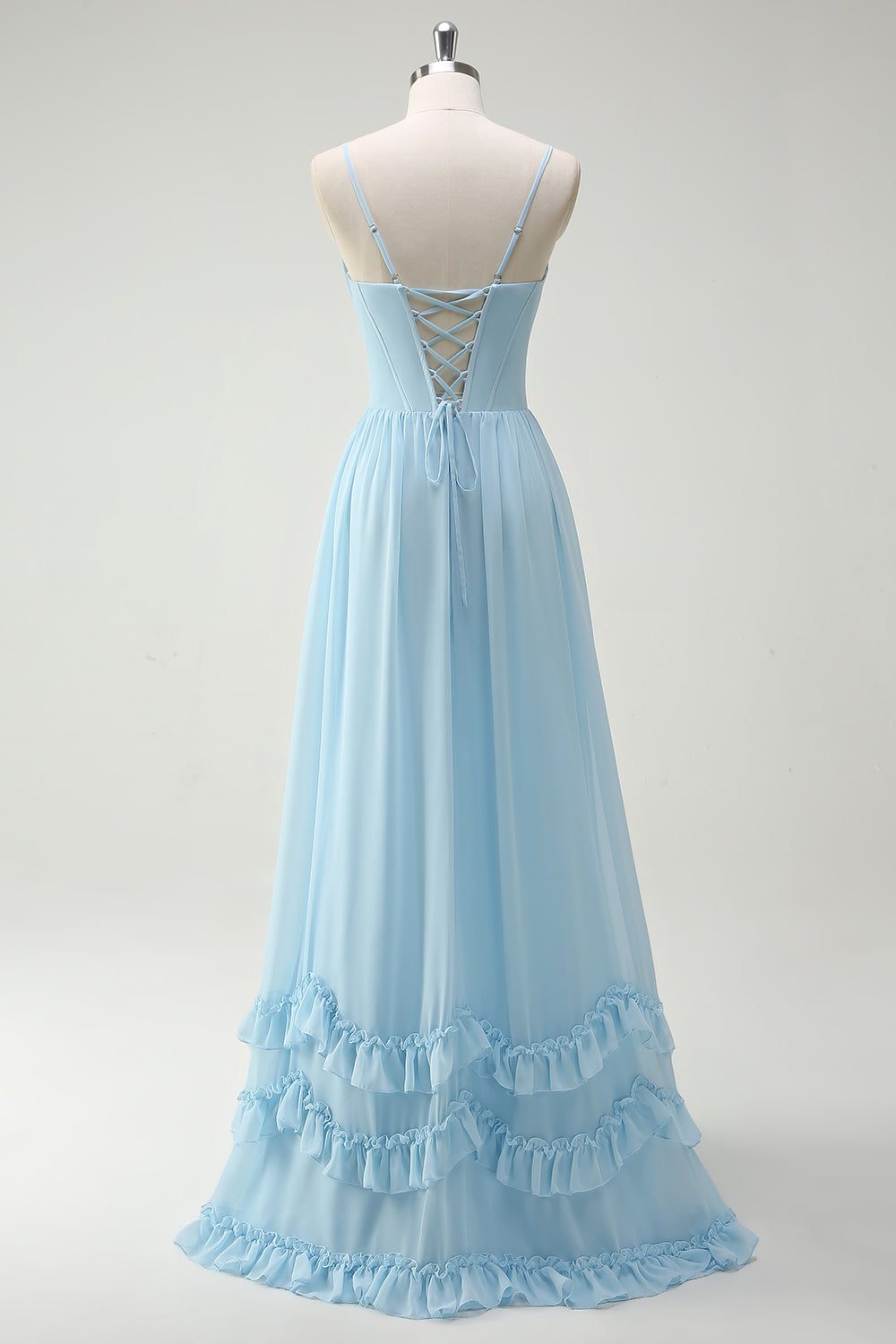 Robe de demoiselle d'honneur longue à bretelles spaghetti et imprimé floral vert avec fente