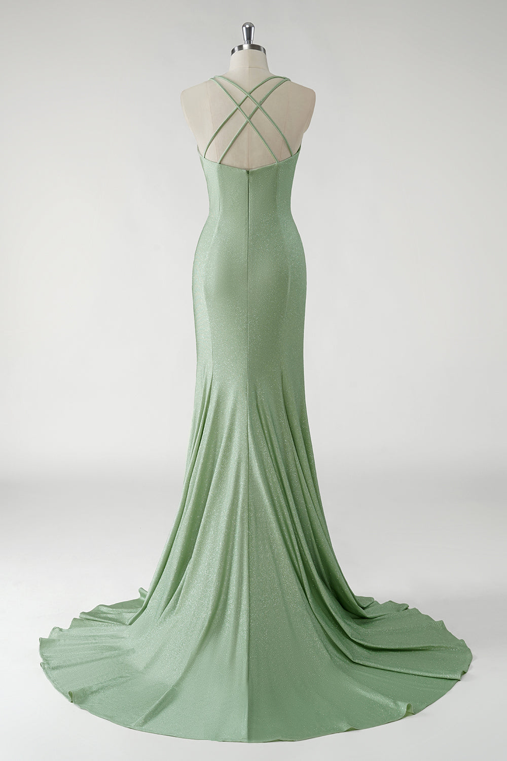 Robe De Soirée longue vert fourreau scintillant avec fleurs 3D
