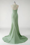 Robe De Soirée longue vert fourreau scintillant avec fleurs 3D