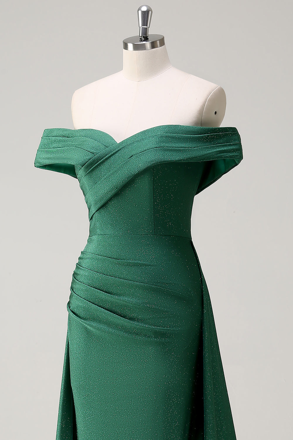 Glitter vert foncé à épaules dénudées Robe de soirée sirène