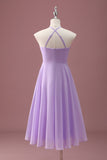 Lilas une ligne lilac dos nu froncé robe de demoiselle d’honneur junior