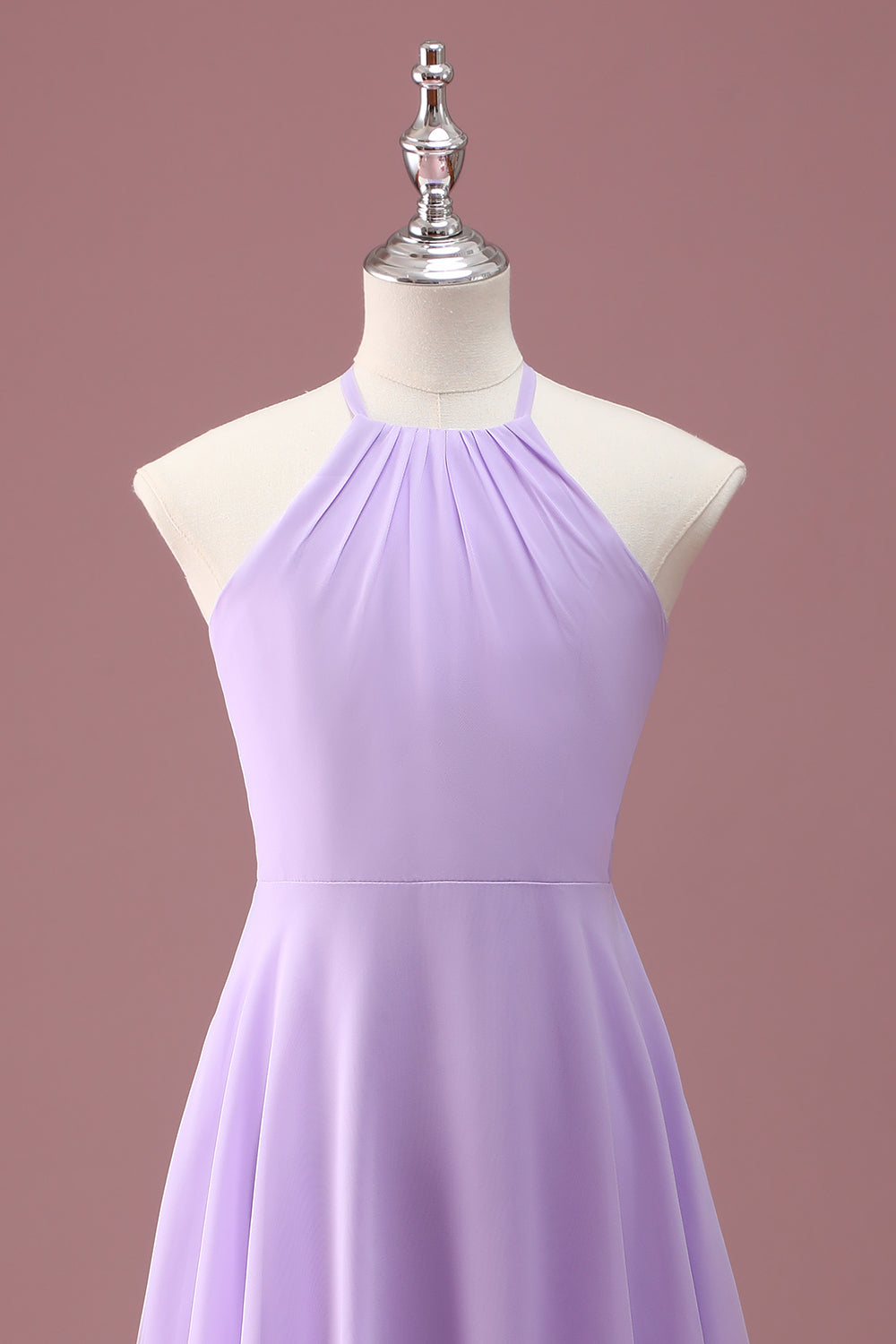 Lilas une ligne lilac dos nu froncé robe de demoiselle d’honneur junior