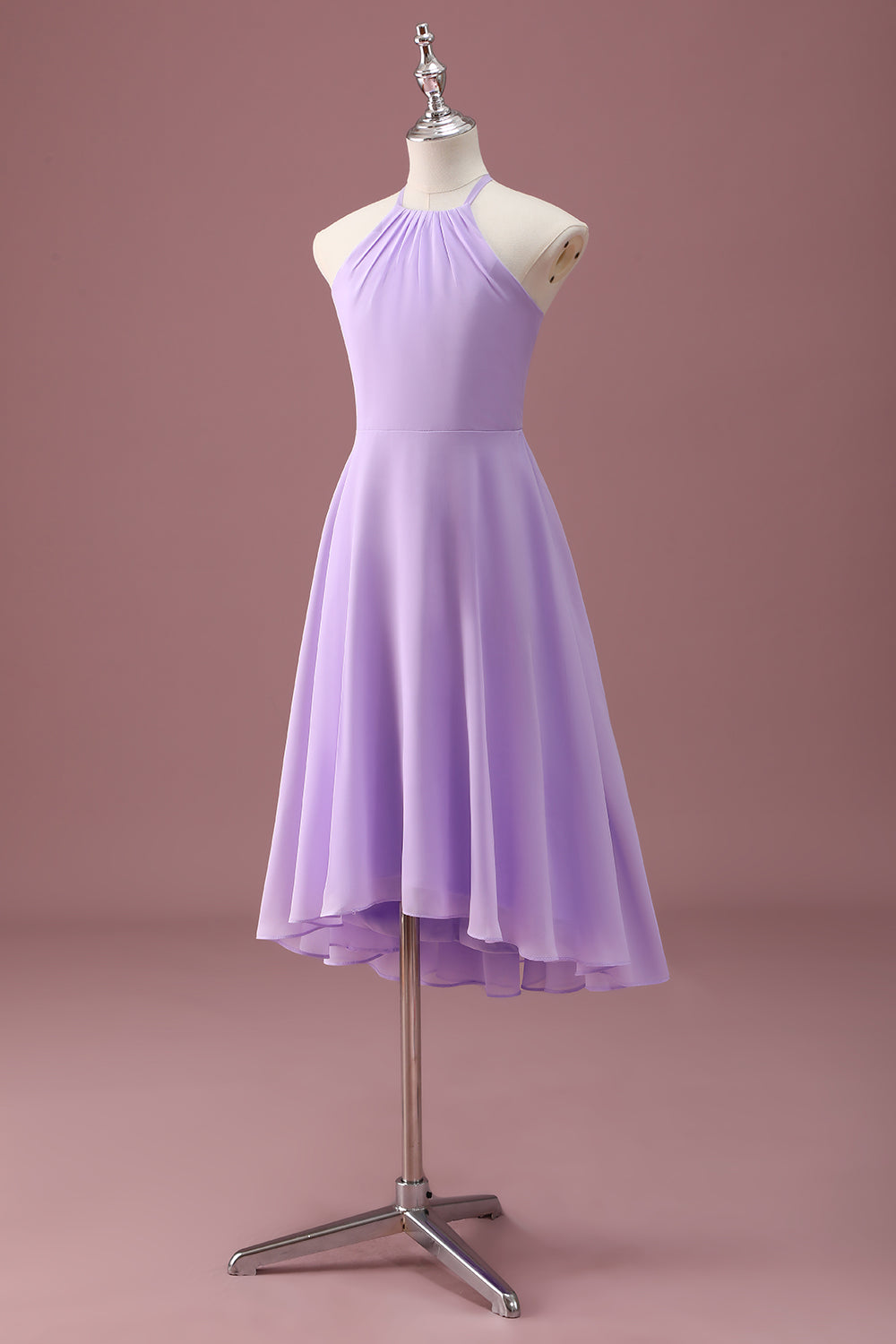 Lilas une ligne lilac dos nu froncé robe de demoiselle d’honneur junior