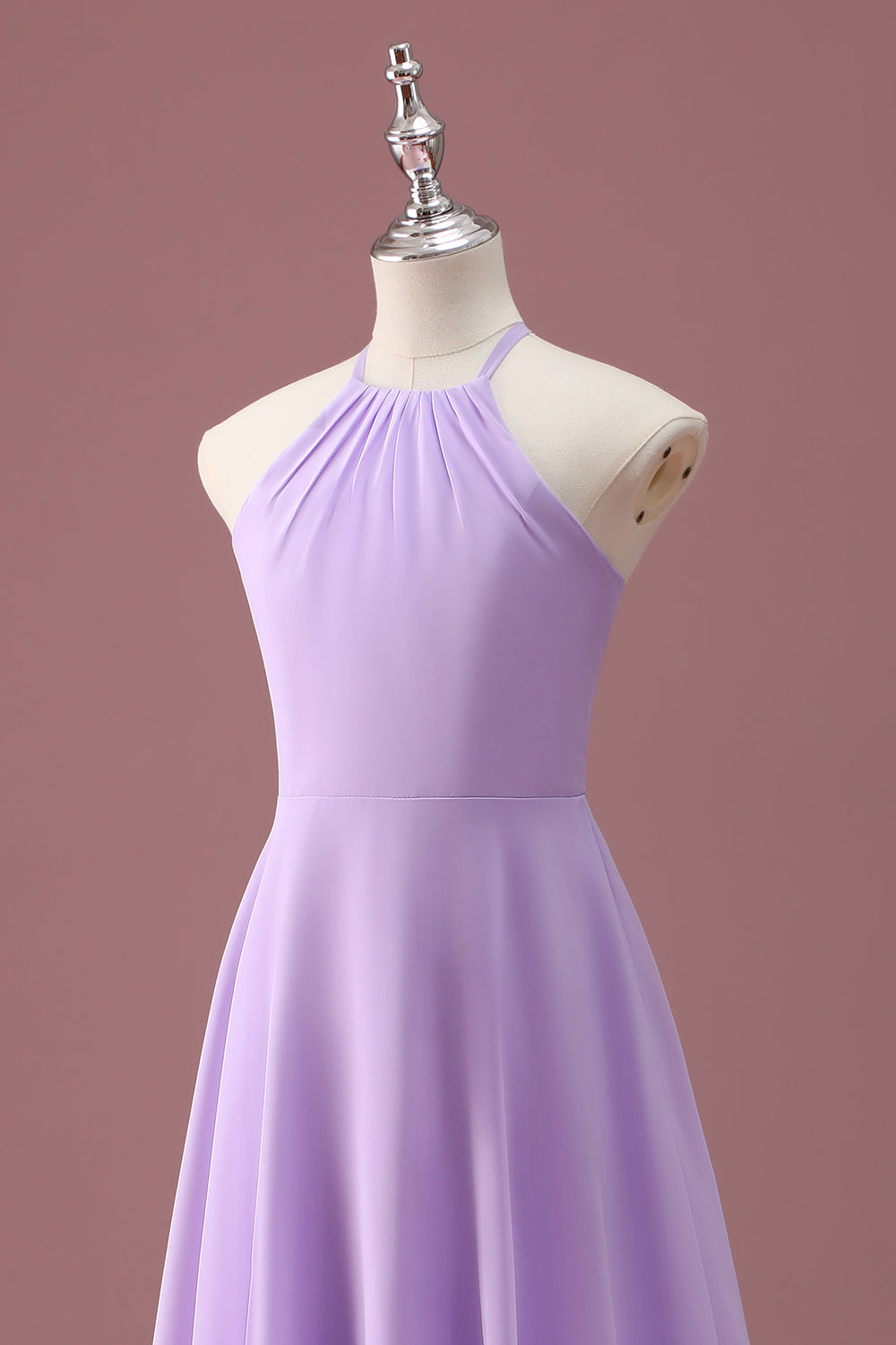 Lilas une ligne lilac dos nu froncé robe de demoiselle d’honneur junior