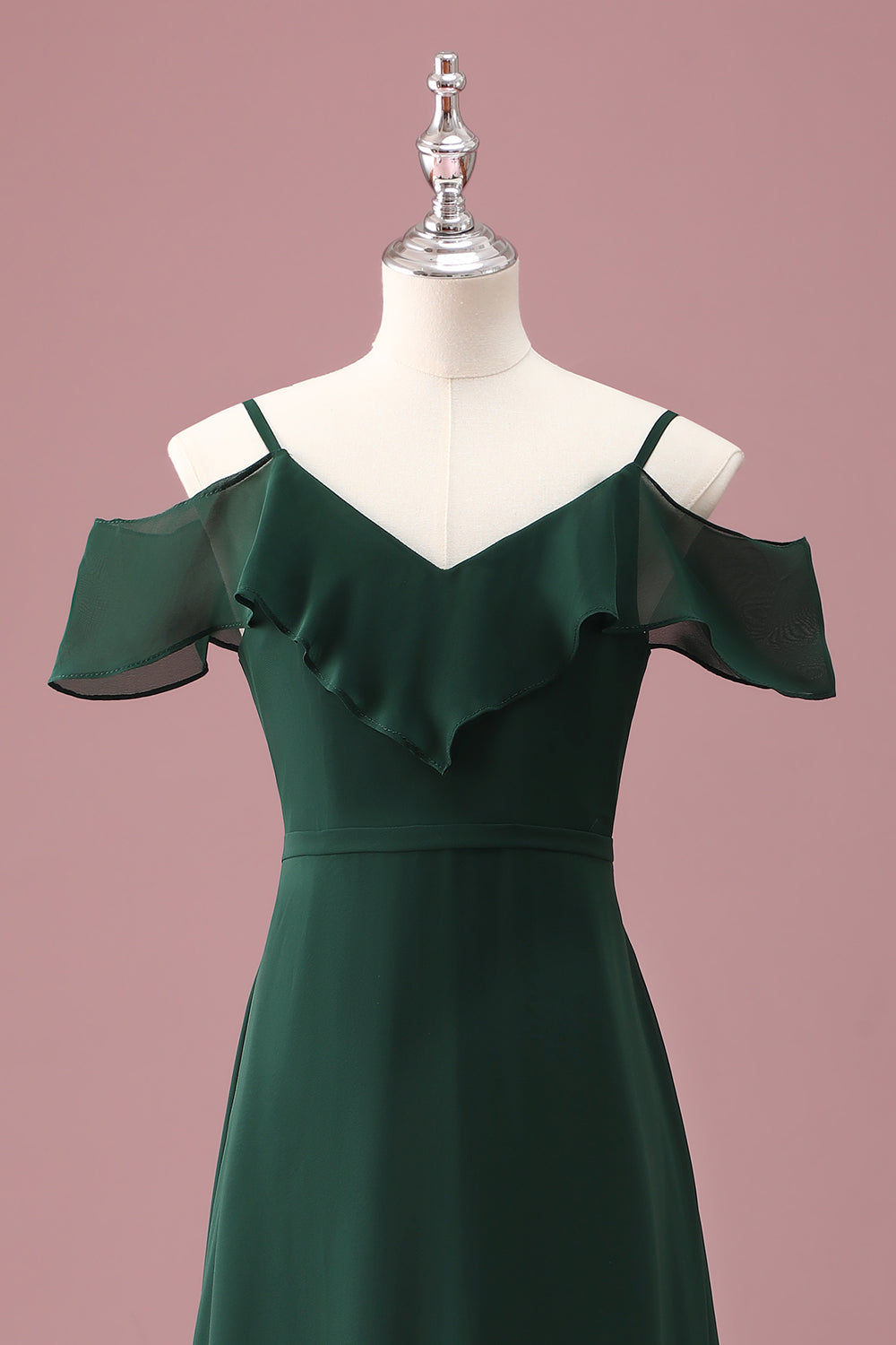 Vert foncé Une ligne dénudée à volants Robe de demoiselle d’honneur junior