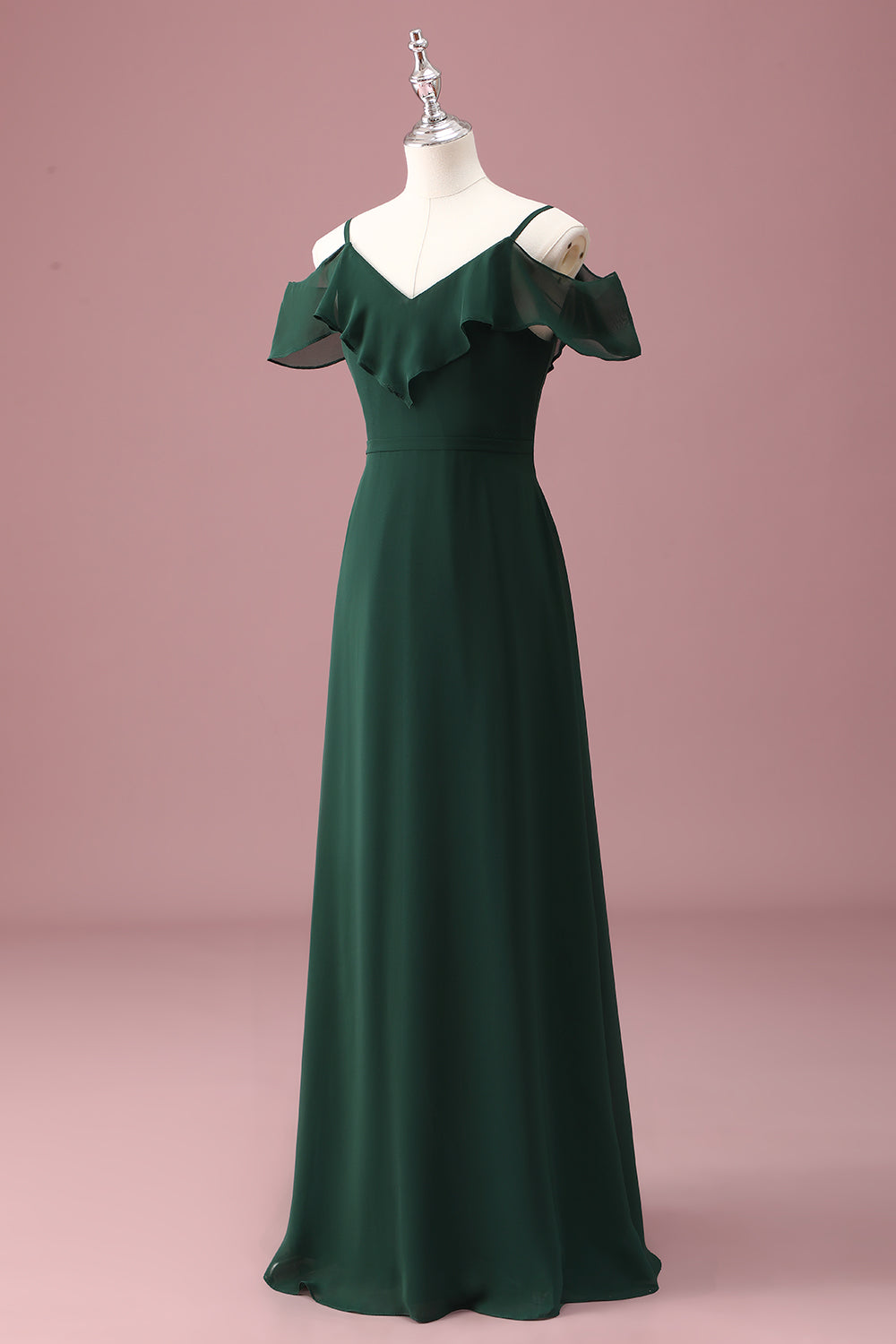 Vert foncé Une ligne dénudée à volants Robe de demoiselle d’honneur junior