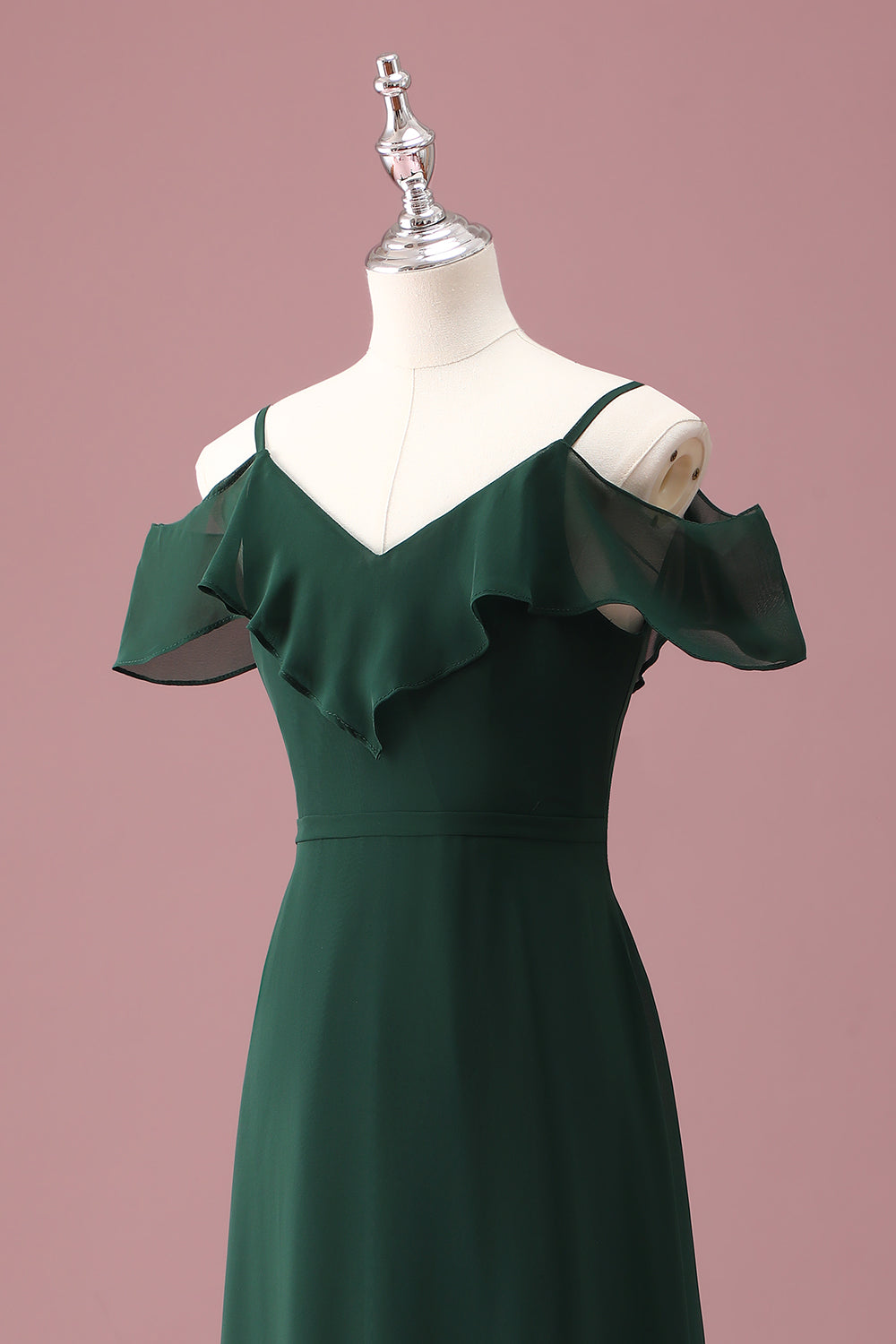 Vert foncé Une ligne dénudée à volants Robe de demoiselle d’honneur junior