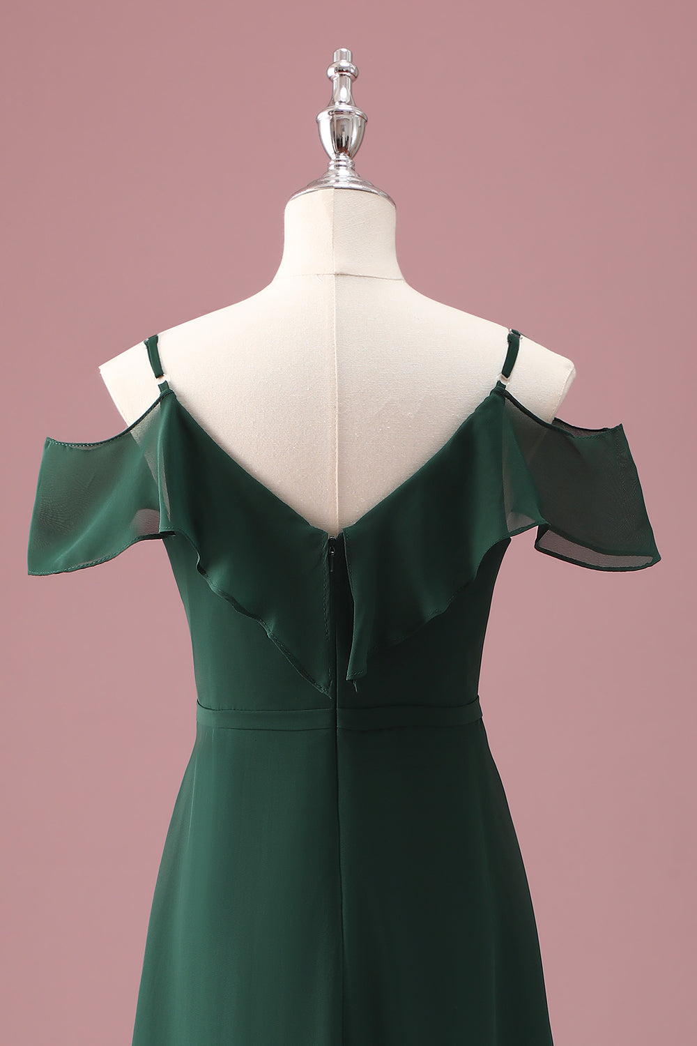 Vert foncé Une ligne dénudée à volants Robe de demoiselle d’honneur junior
