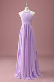Lilas perlé trou de serrure lilac limar une ligne longue plissée Junior demoiselle d’honneur robe