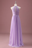 Lilas perlé trou de serrure lilac limar une ligne longue plissée Junior demoiselle d’honneur robe