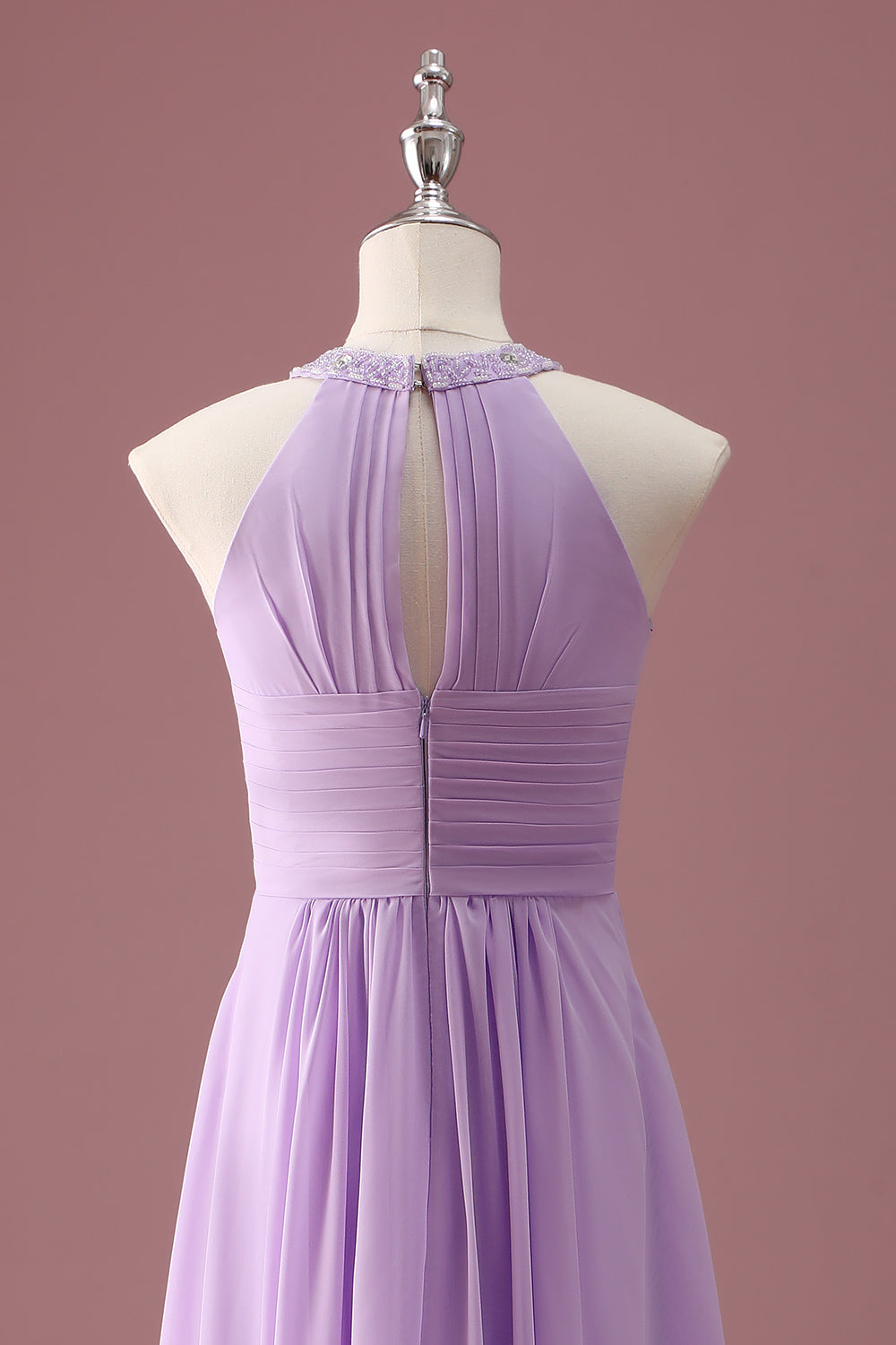 Lilas perlé trou de serrure lilac limar une ligne longue plissée Junior demoiselle d’honneur robe