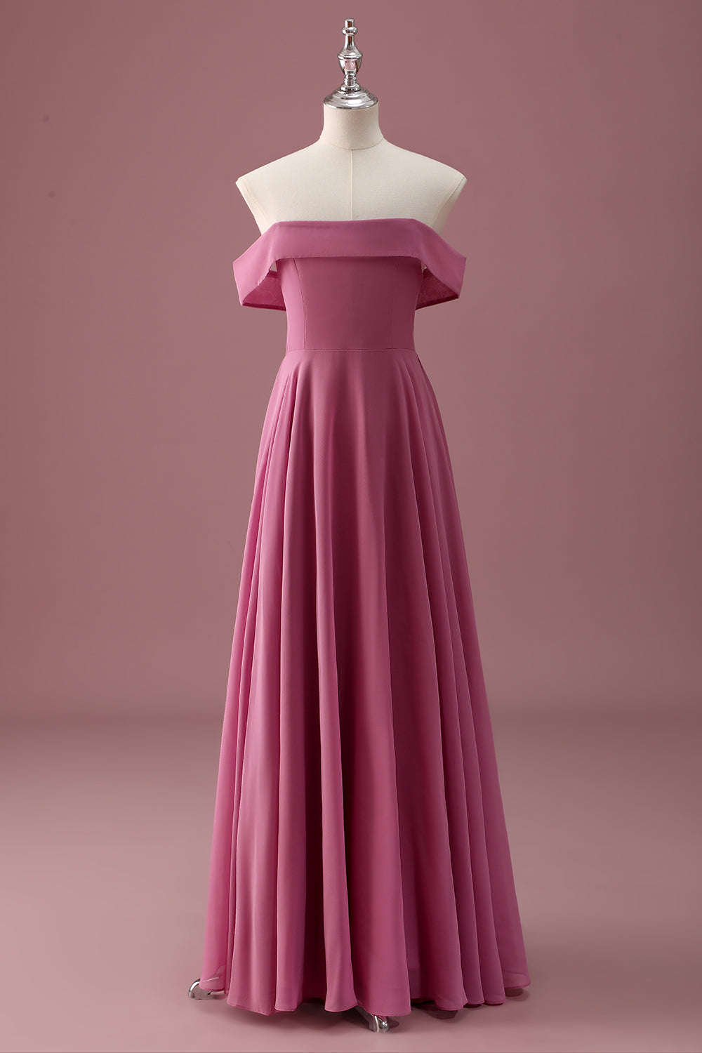 Rose du désert Épaule dénudée en mousseline de soie Une ligne Robe de demoiselle d’honneur junior
