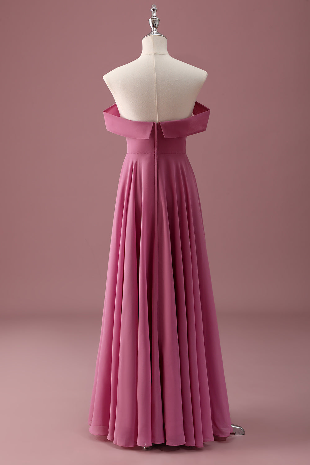 Rose du désert Épaule dénudée en mousseline de soie Une ligne Robe de demoiselle d’honneur junior
