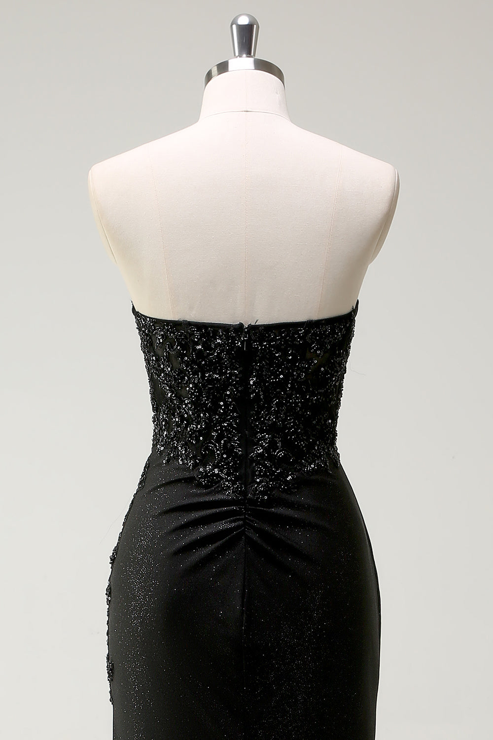 Robe de soirée longue noire à sequins scintillante avec fente