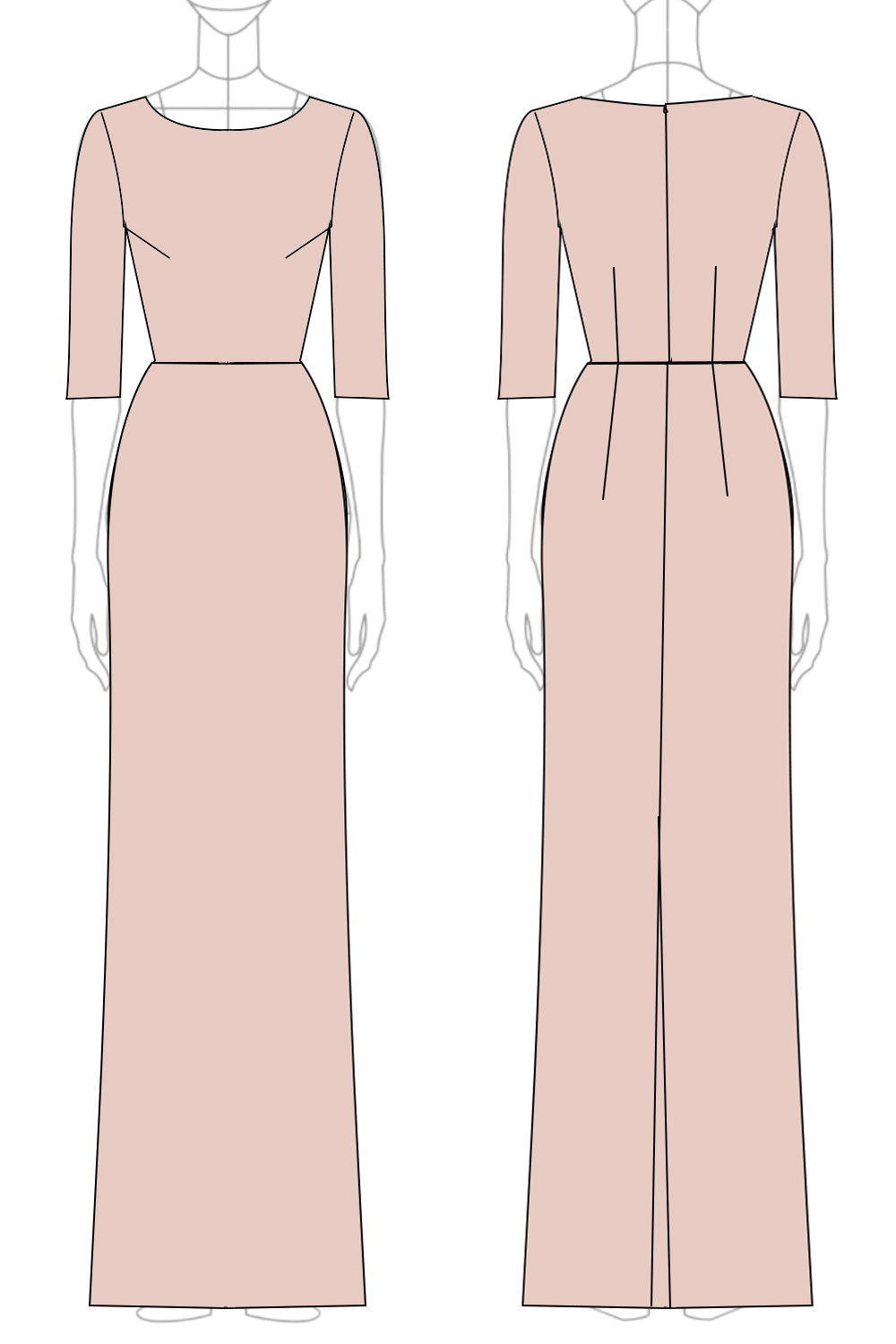 Robe longue mère de la mariée sirène champagne demi-manches longues