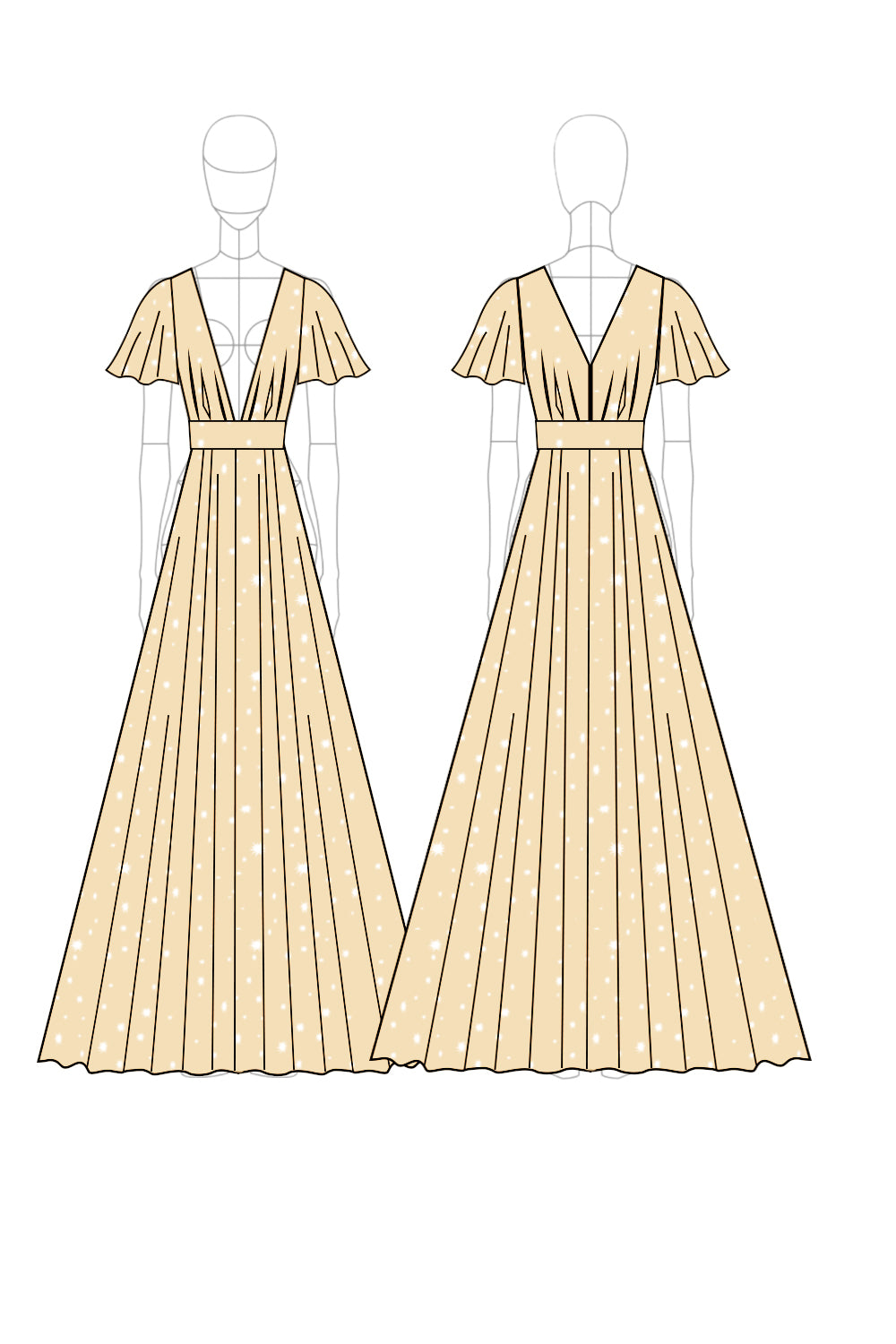 Abricot Une ligne Tulle Col V Robe longue formelle