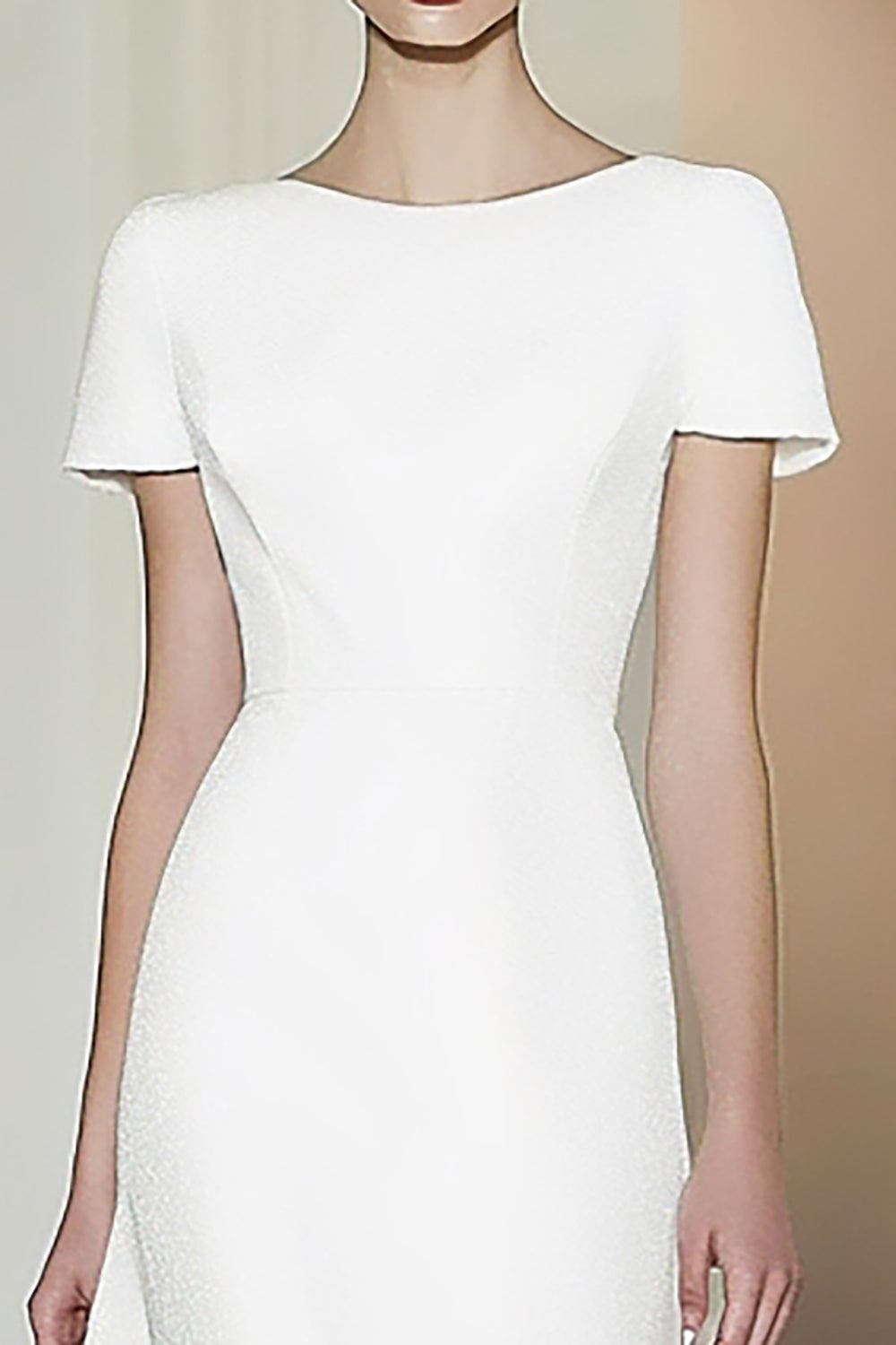 Robe formelle midi crayon droite blanche ajustée à manches courtes