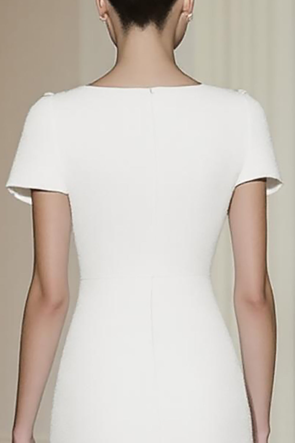 Robe formelle midi crayon droite blanche ajustée à manches courtes