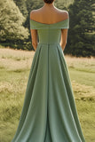 Sage Robe de cérémonie slim à épaules dénudées avec ourlet large