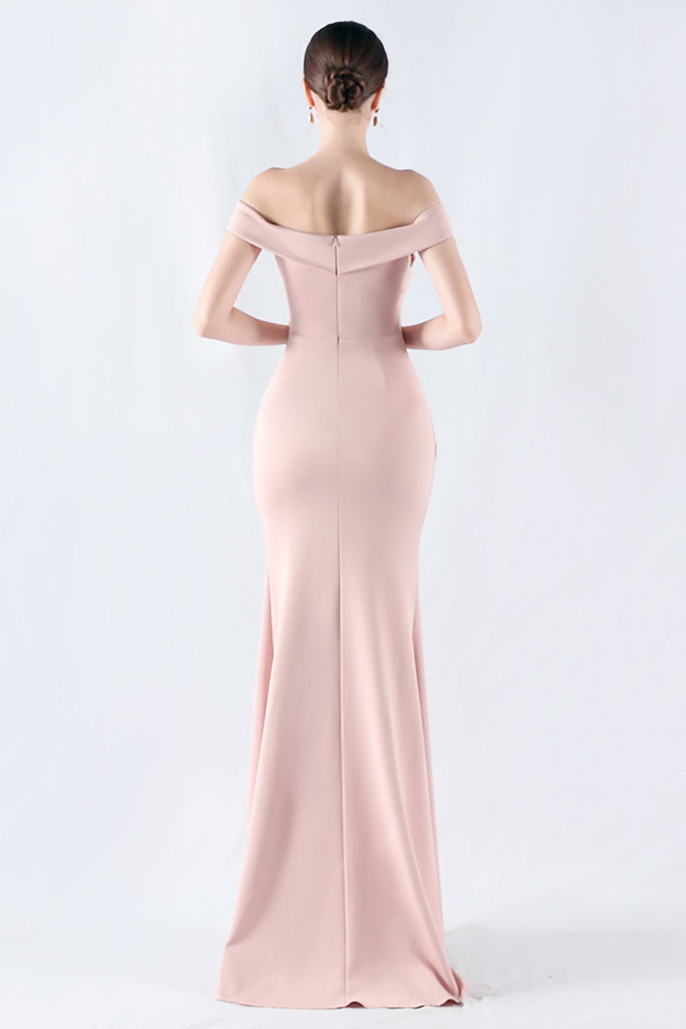 Sirène bordeaux Robe longue de soirée à épaules dénudées avec fente