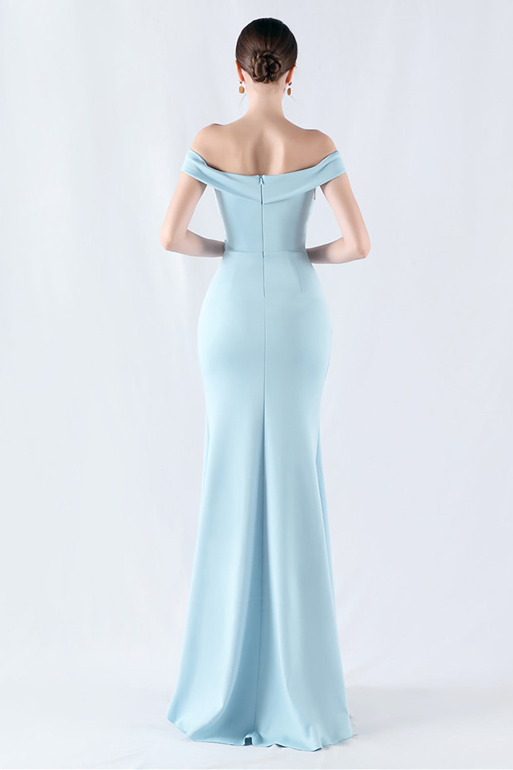 Sirène bordeaux Robe longue de soirée à épaules dénudées avec fente