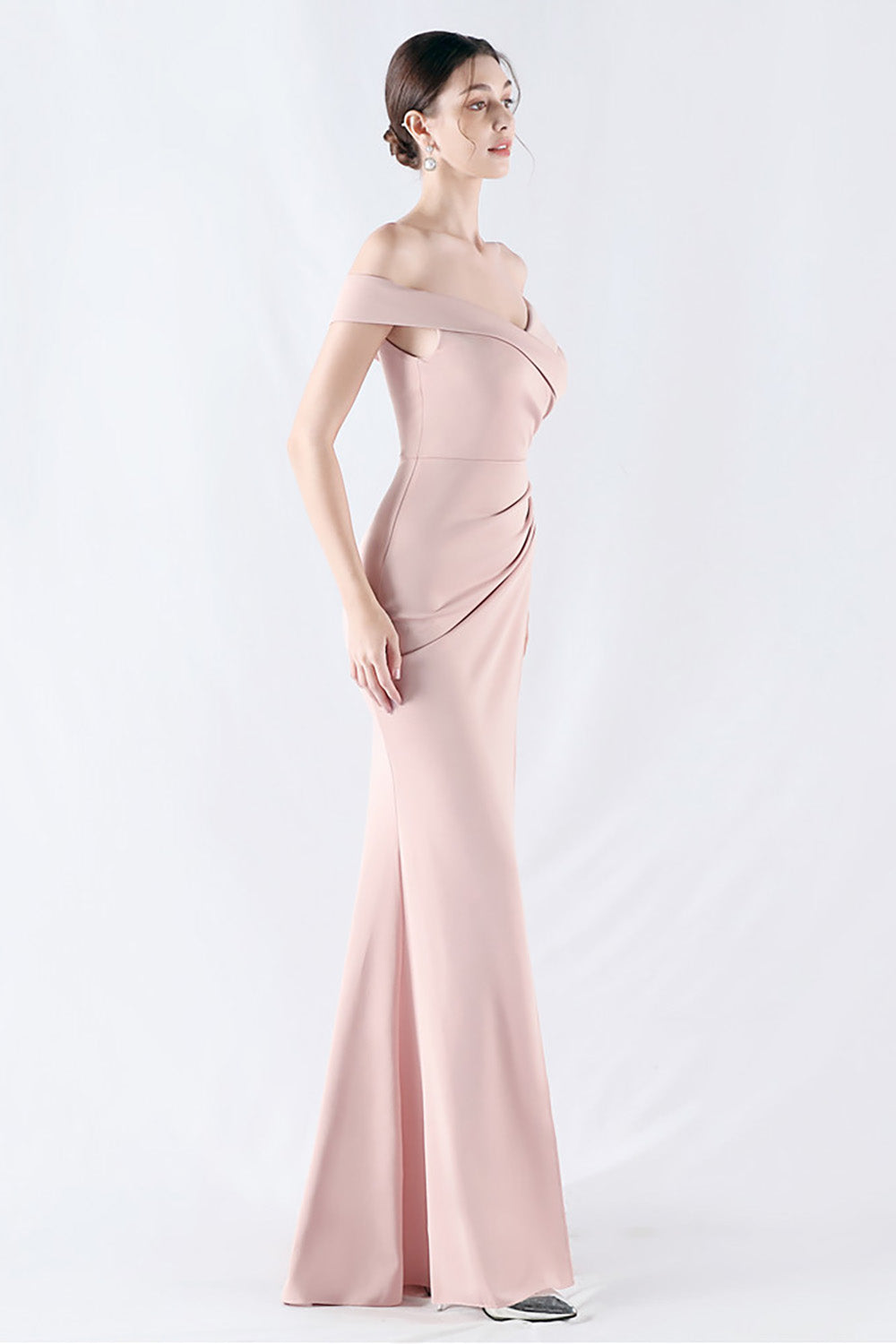 Sirène bordeaux Robe longue de soirée à épaules dénudées avec fente