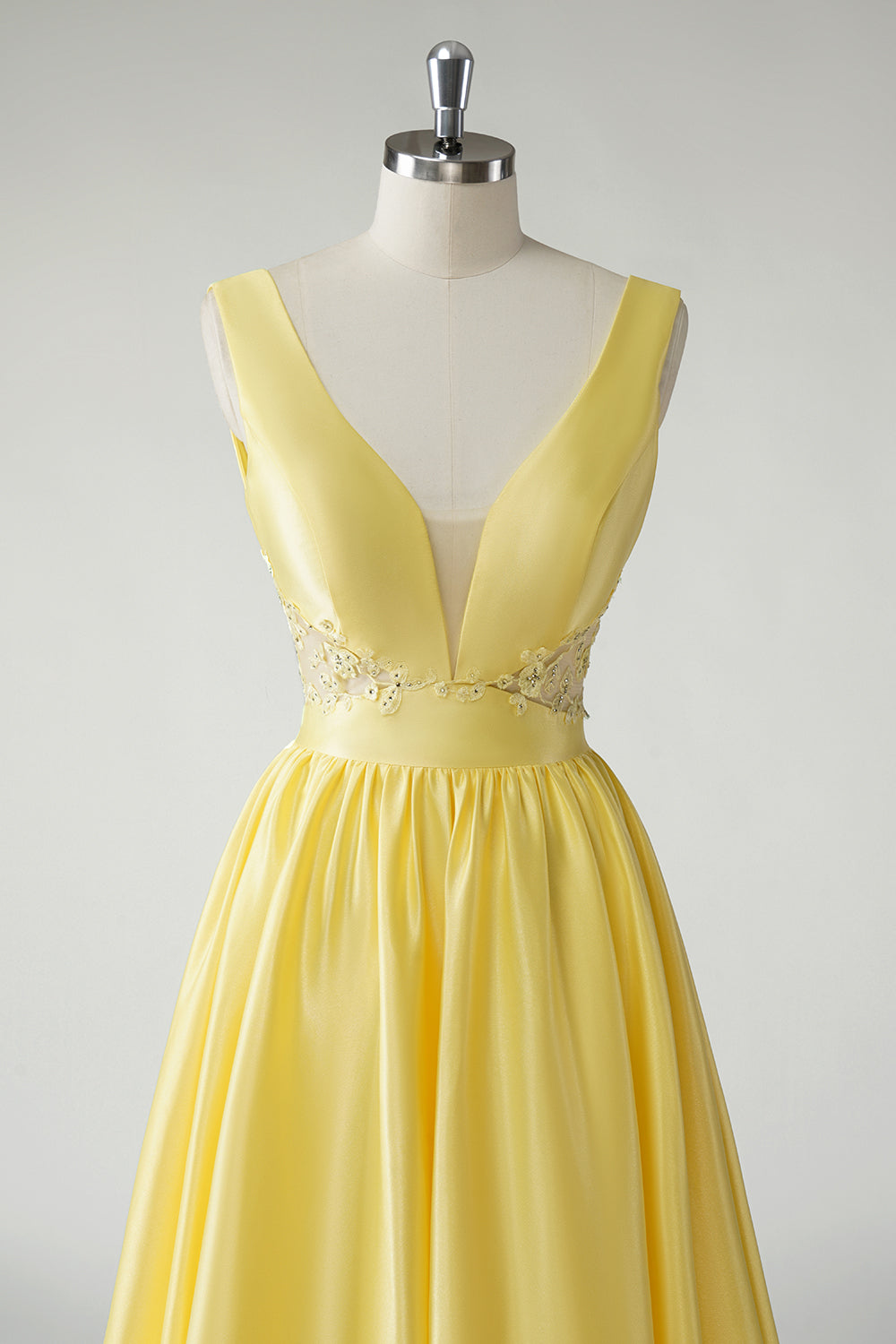 Jaune Une ligne profonde Col en V Robe De Soirée longue