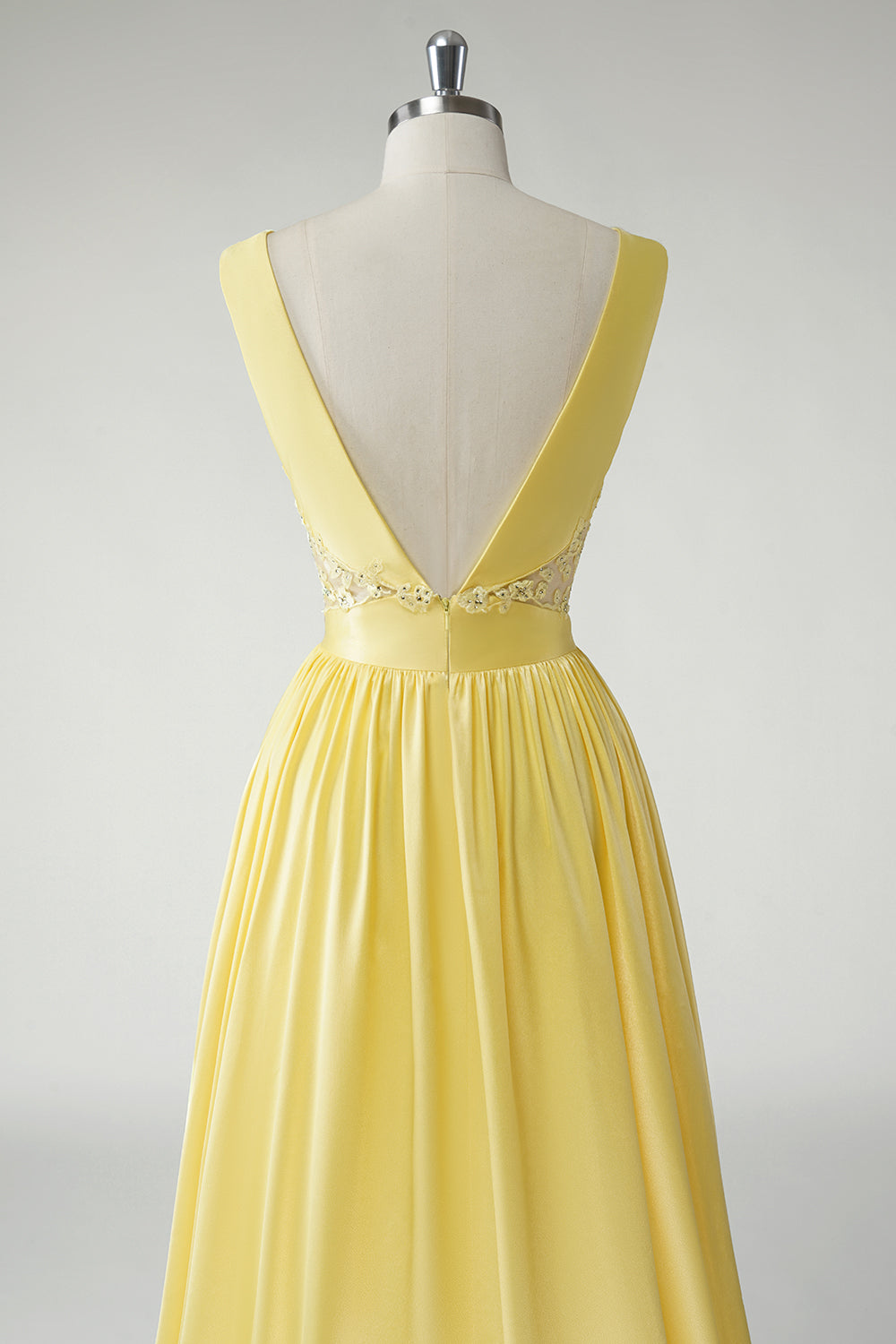 Jaune Une ligne profonde Col en V Robe De Soirée longue