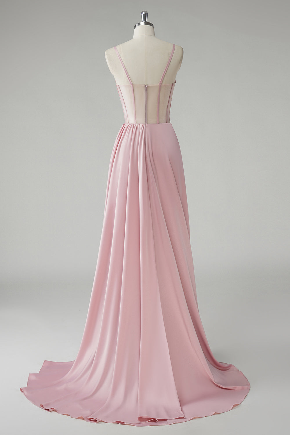 Blush Spaghetti Straps Corset Plissé Fourreau Robe De Soirée