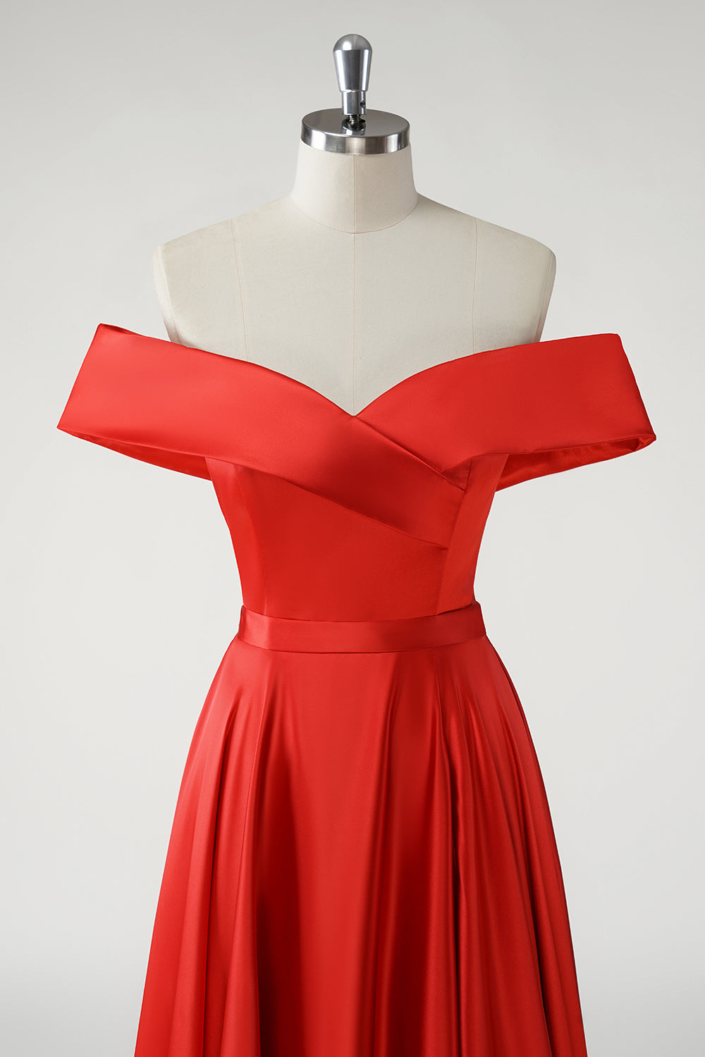 Rouge Une ligne dénudée épaule froncée Robe De Soirée