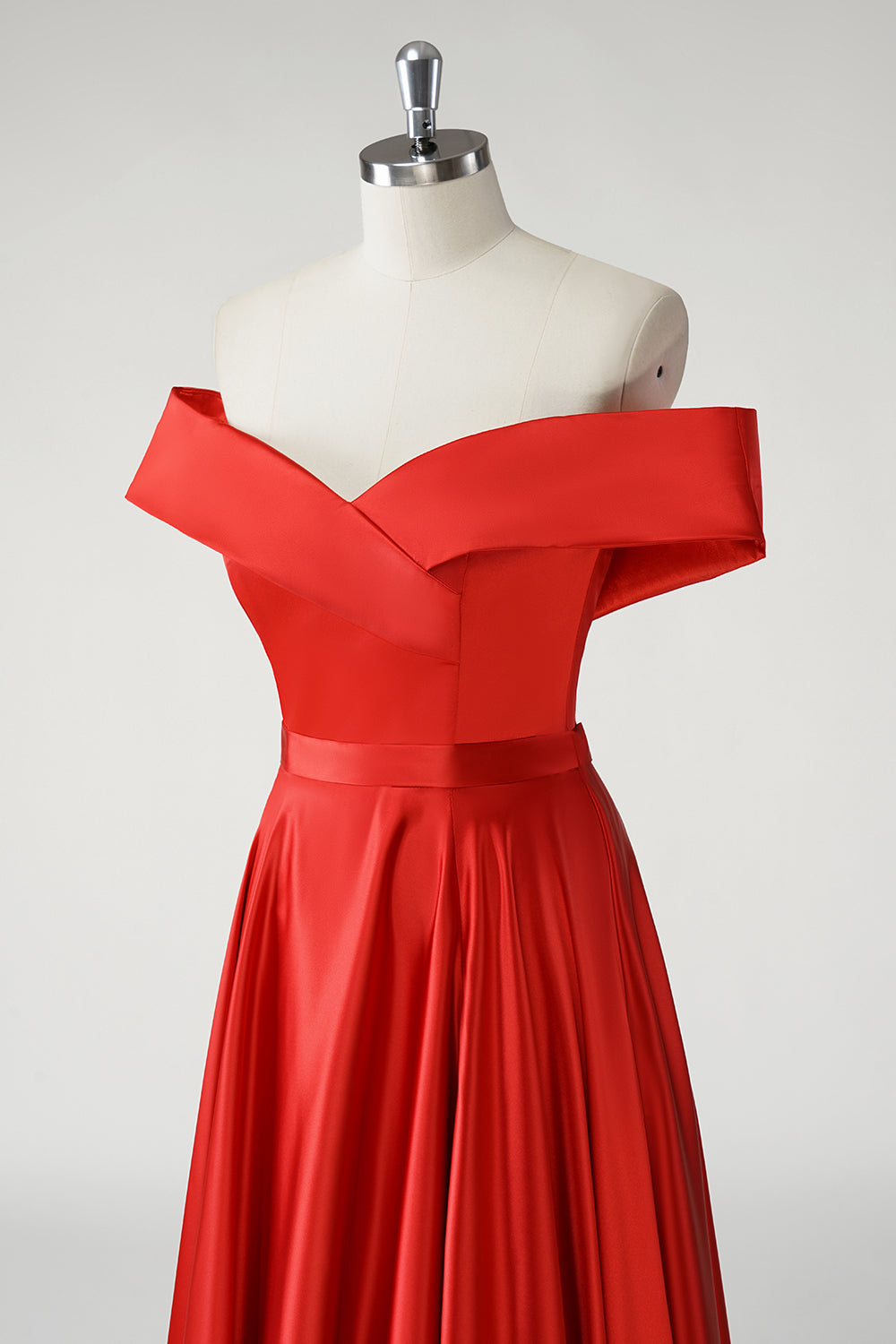 Rouge Une ligne dénudée épaule froncée Robe De Soirée