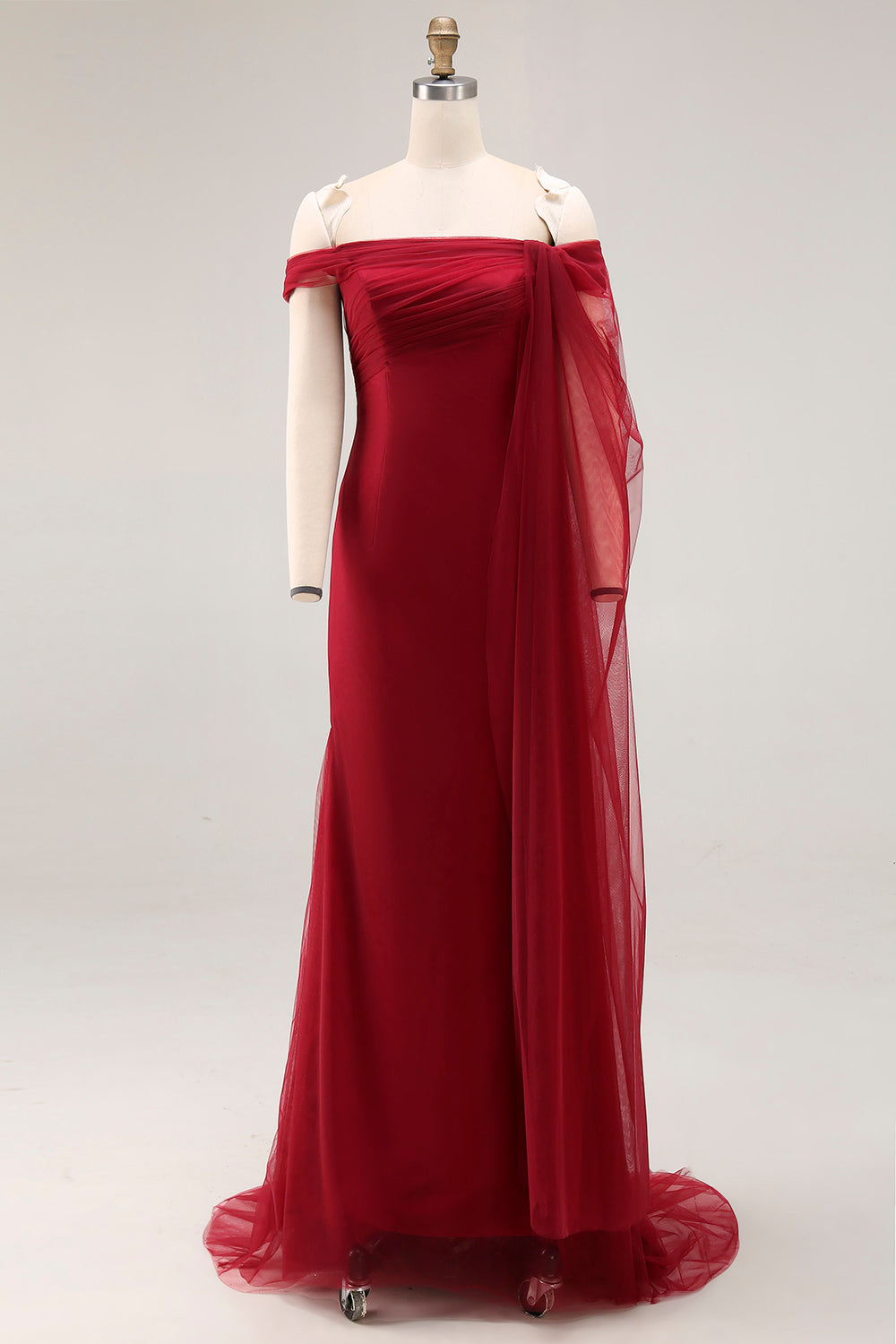 Cabernet Robe de bal militaire longue en tulle sirène à épaules dénudées