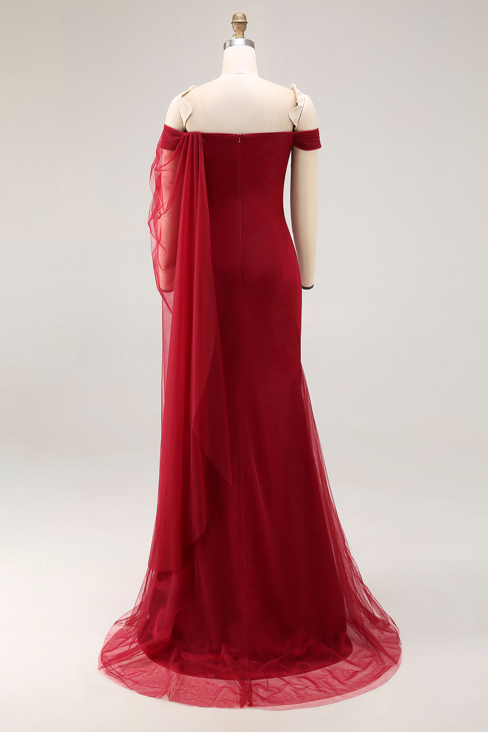 Cabernet Robe de bal militaire longue en tulle sirène à épaules dénudées