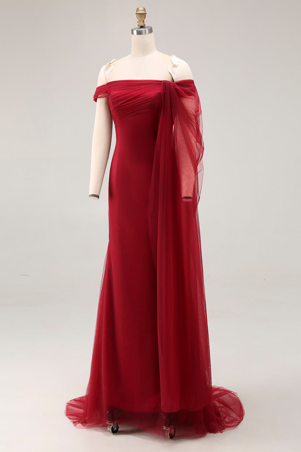 Cabernet Robe de bal militaire longue en tulle sirène à épaules dénudées