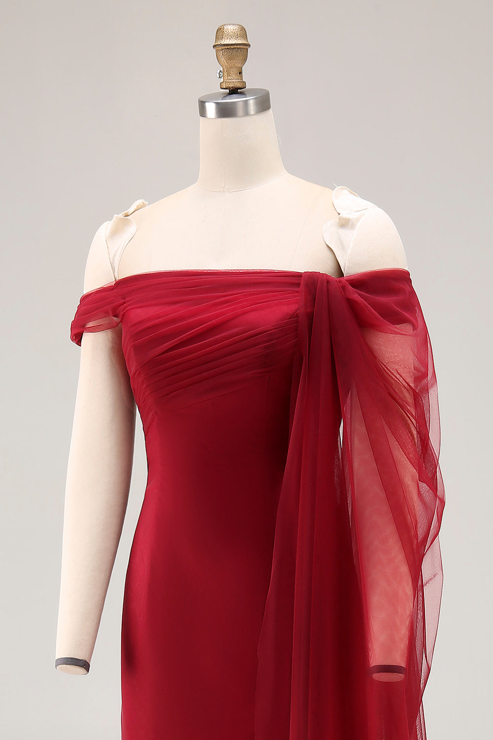 Cabernet Robe de bal militaire longue en tulle sirène à épaules dénudées