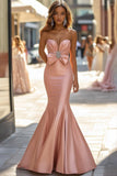 Blush Sirène sans manches Sweetheart Robe de bal longue avec noeud
