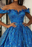 Robe de bal à épaules dénudées Robe de bal corset bleu royal