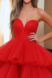 A Line Evenement de bal en tulle sans manches rouge Sweetheat