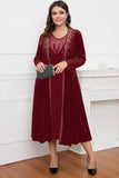 Robe noire à col rond à manches longues trapèze Mère de la mariée