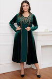 Robe noire à col rond à manches longues trapèze Mère de la mariée
