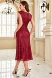 Robe sans manches fourreau bordeaux scintillant à sequins Mère de la mariée