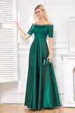 Satin vert foncé scintillant Une ligne Robe mère de la mariée