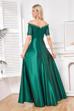 Satin vert foncé scintillant Une ligne Robe mère de la mariée