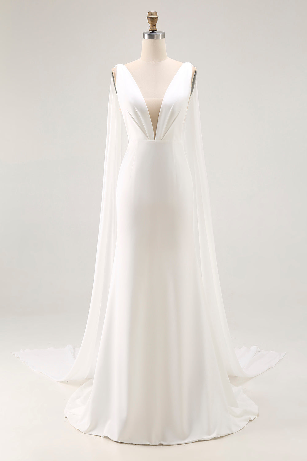 Sirène Spaghetti Straps lvory Robe de mariée longue en satin