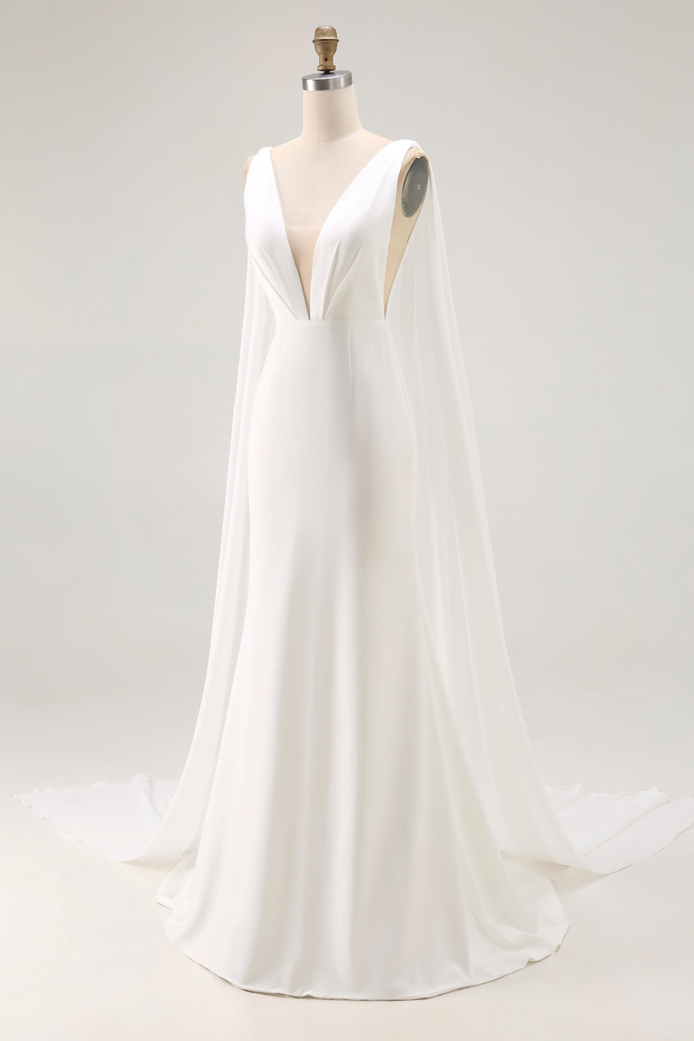 Sirène Spaghetti Straps lvory Robe de mariée longue en satin