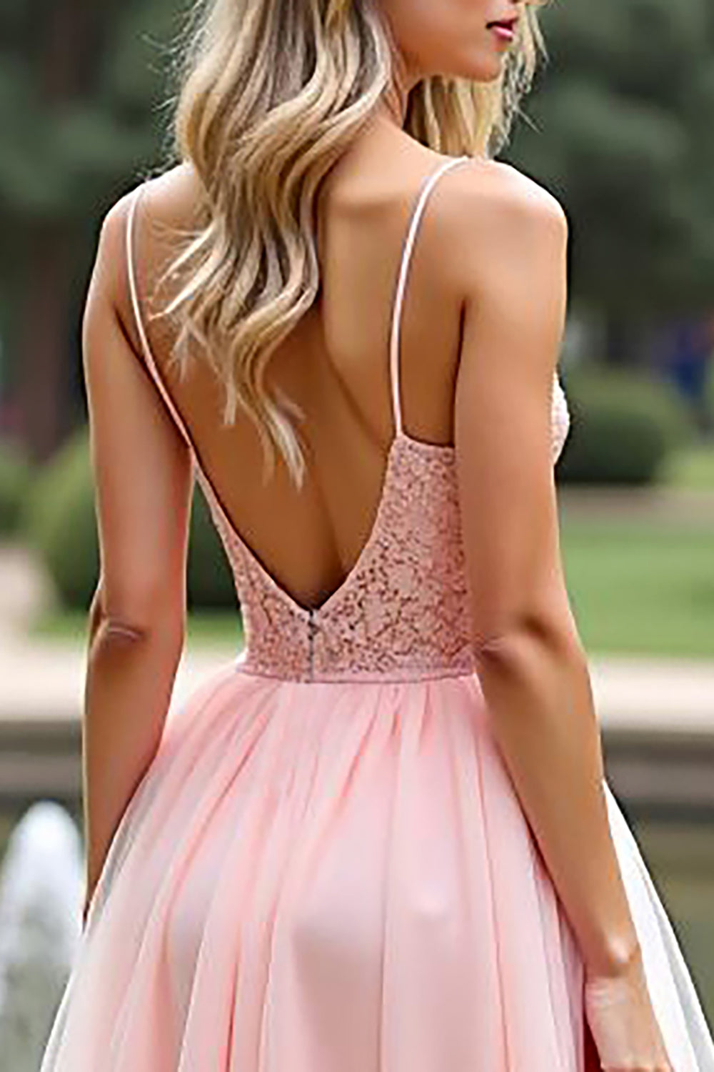 Rose A Line Spaghetti Straps Robe de Bal Longue avec Dentelle