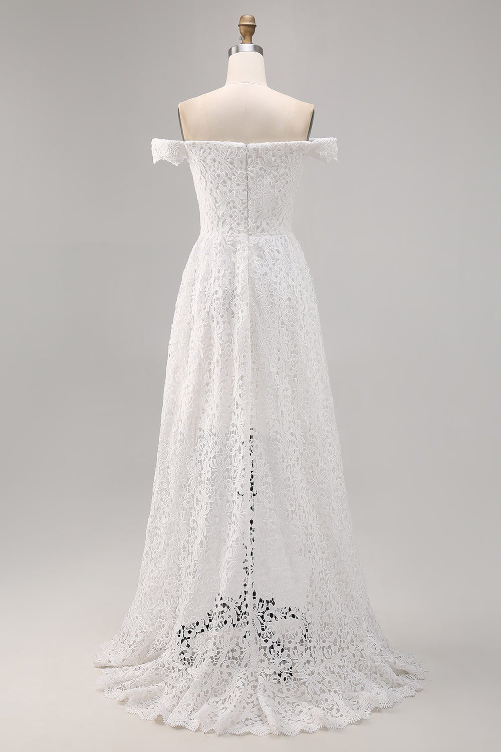 Robe de mariée bohème blanche en dentelle à épaules dénudées